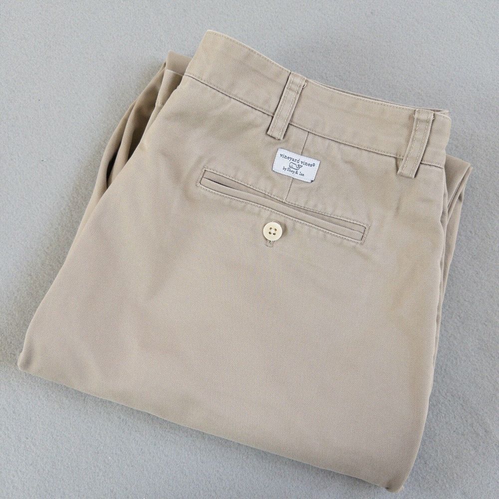 Vineyard‎ Vines Men's 38x34 Club Pants Khaki Chino Tan Flat Front Casual Preppy
